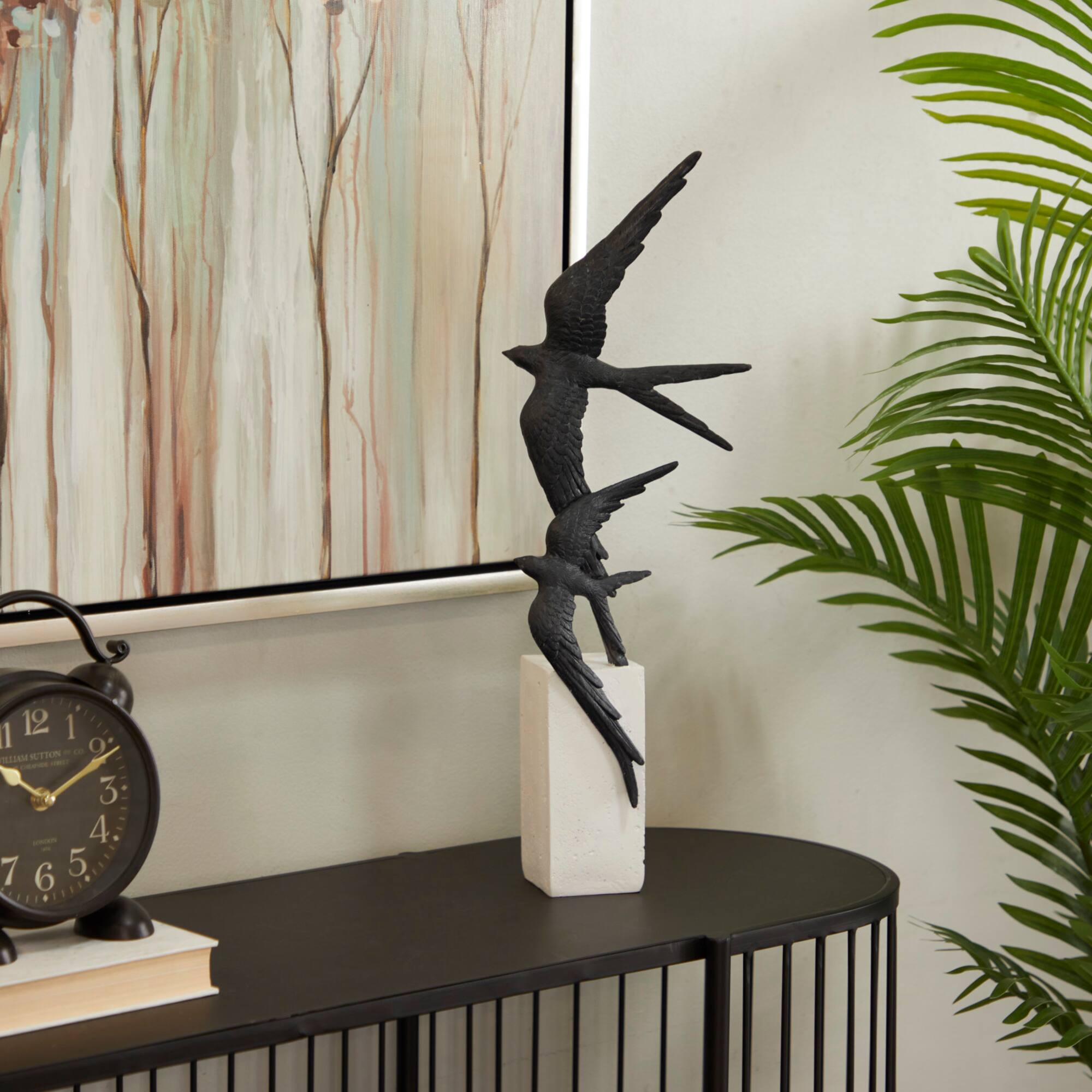 20" Black Bird Sculpture